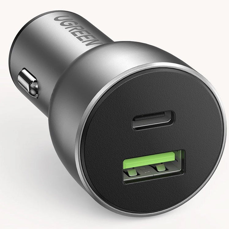 Avtomobilski polnilnik UGREEN CD213, 36 W, 3A, 1 x USB-A - 1 x USB-C, siv