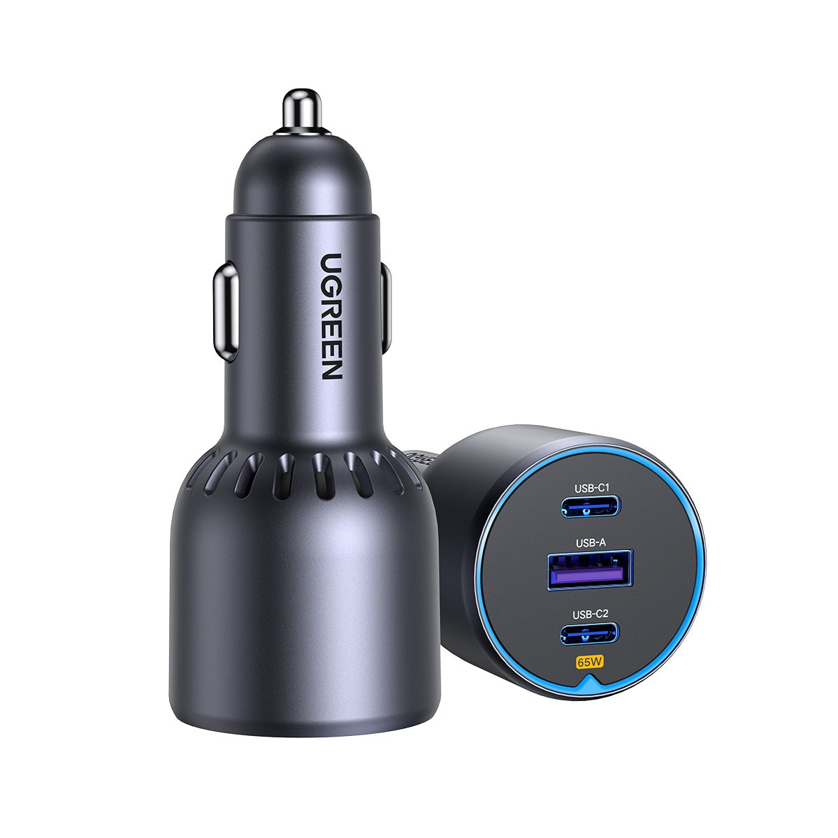 Avtomobilski polnilec UGREEN EC703, 75W, 3.25A, 1 x USB-A - 2 x USB-C, Črn
