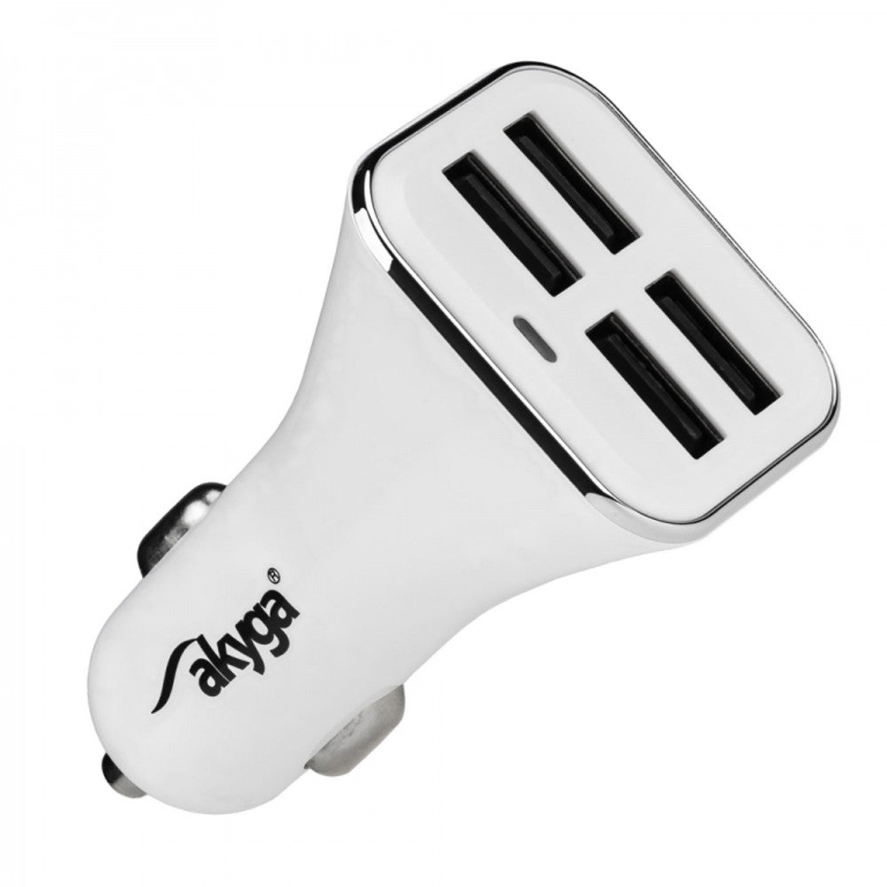 Avto polnilec Akyga AK-CH-09, 10W, 2A, 4 x USB-A, bel