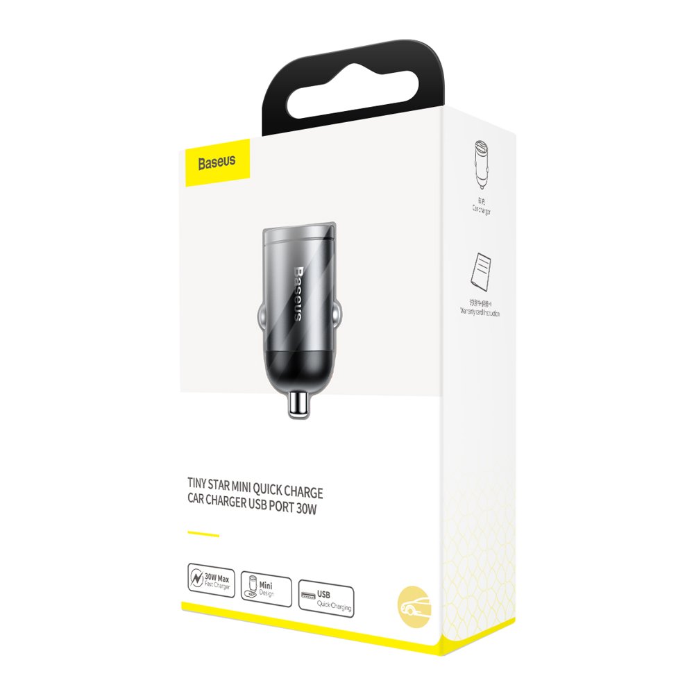 Avtomobilski polnilec Baseus Star Mini, 30W, 3A, 1 x USB-A, Siv VCHX-A0G