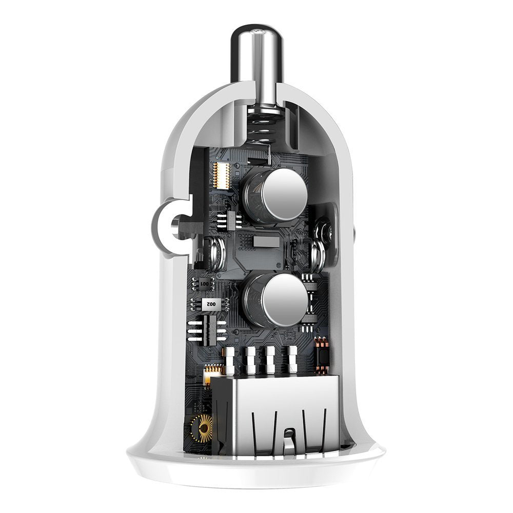 Avtomobilski polnilnik Baseus Grain Pro, 24 W, 2,4 A, 2 x USB-A, bel CCALLP-02