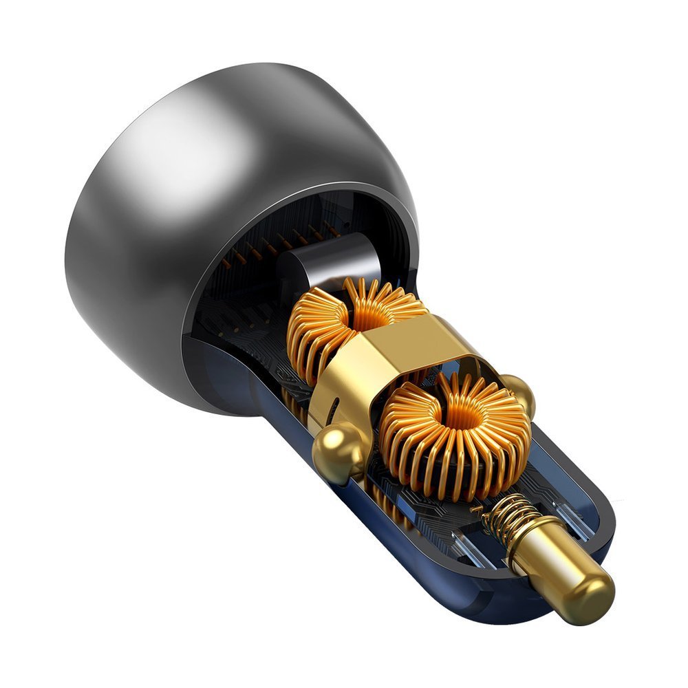 Avtomobilski polnilec Baseus, 65W, 5A, 1 x USB-A - 1 x USB-C, Siv CCKX-C0A