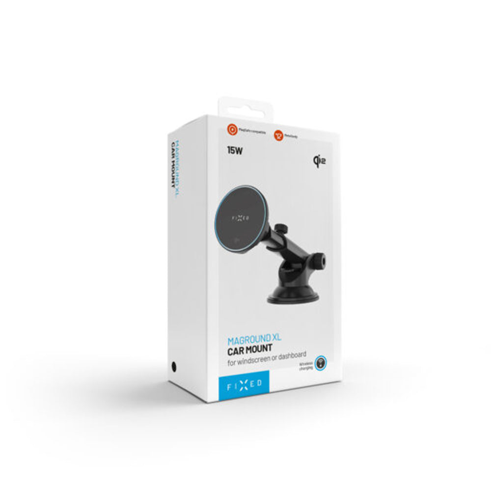 Brezžični avtomobilski polnilec Fixed MagRound 2 XL, 15W, 1.67A, črn