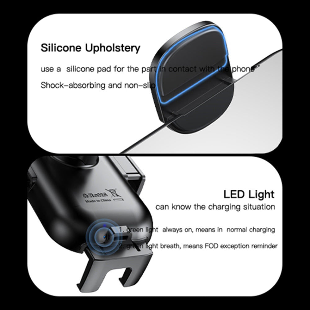 Brezžični avtomobilski polnilec Yesido C197, 15W, 1.67A, črn