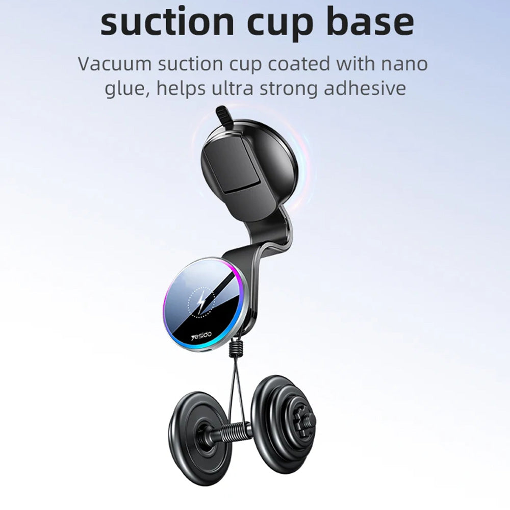 Brezžični avtomobilski polnilec Yesido C292, 15W, 1.67A, črn