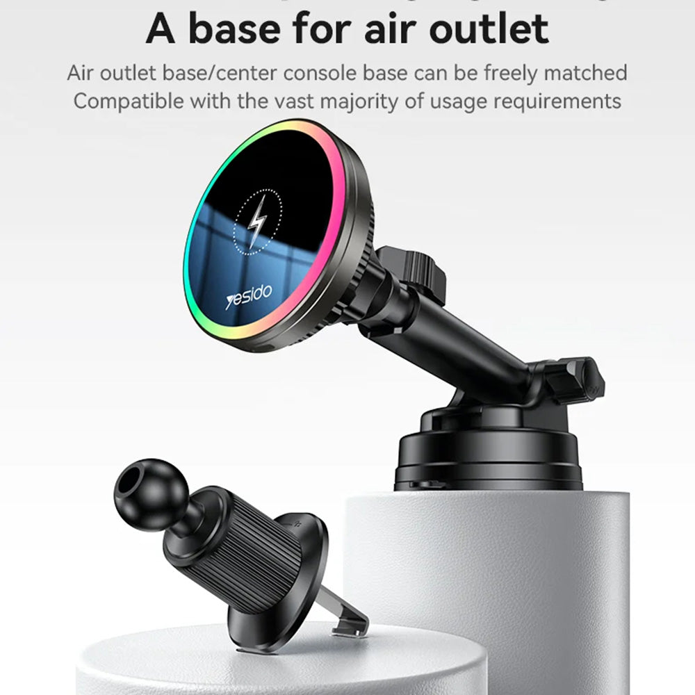 Brezžični avtomobilski polnilec Yesido C315, 15W, 1.67A, črn