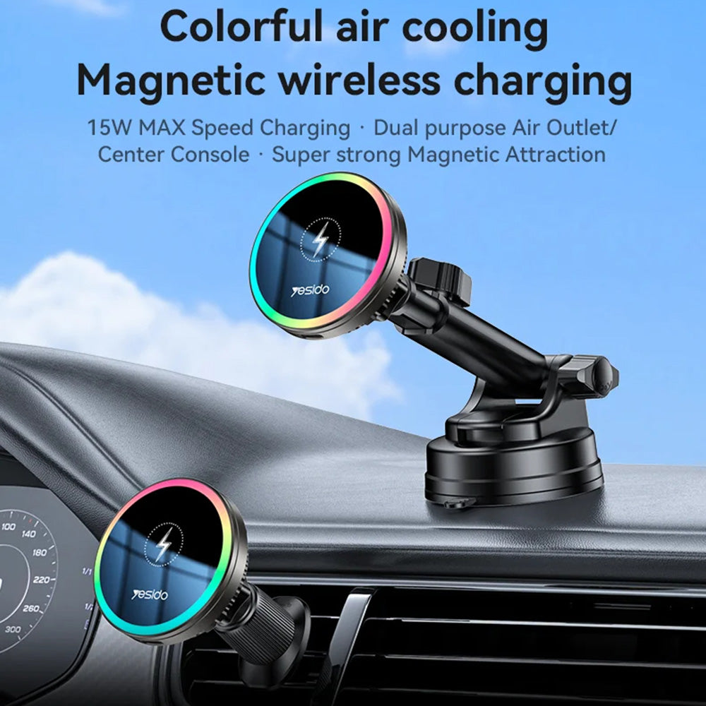 Brezžični avtomobilski polnilec Yesido C315, 15W, 1.67A, črn