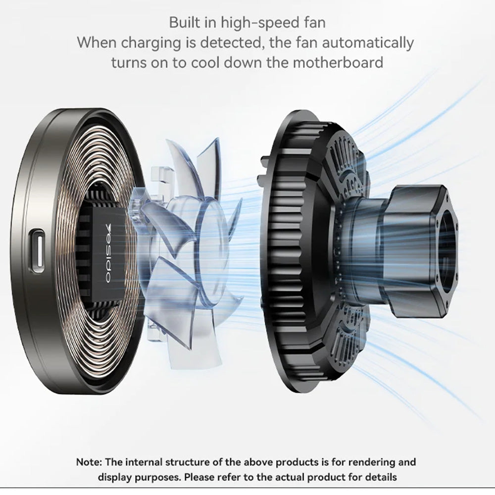 Brezžični avtomobilski polnilec Yesido C315, 15W, 1.67A, črn
