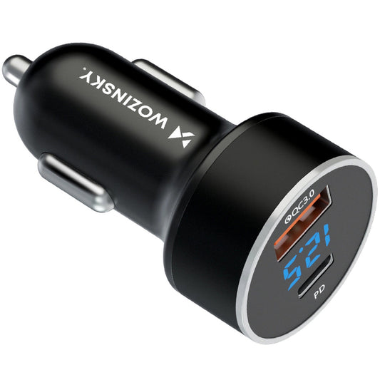 Avtomobilski polnilnik WZK WDCCAC, 36 W, 3A, 1 x USB-A - 1 x USB-C, črn