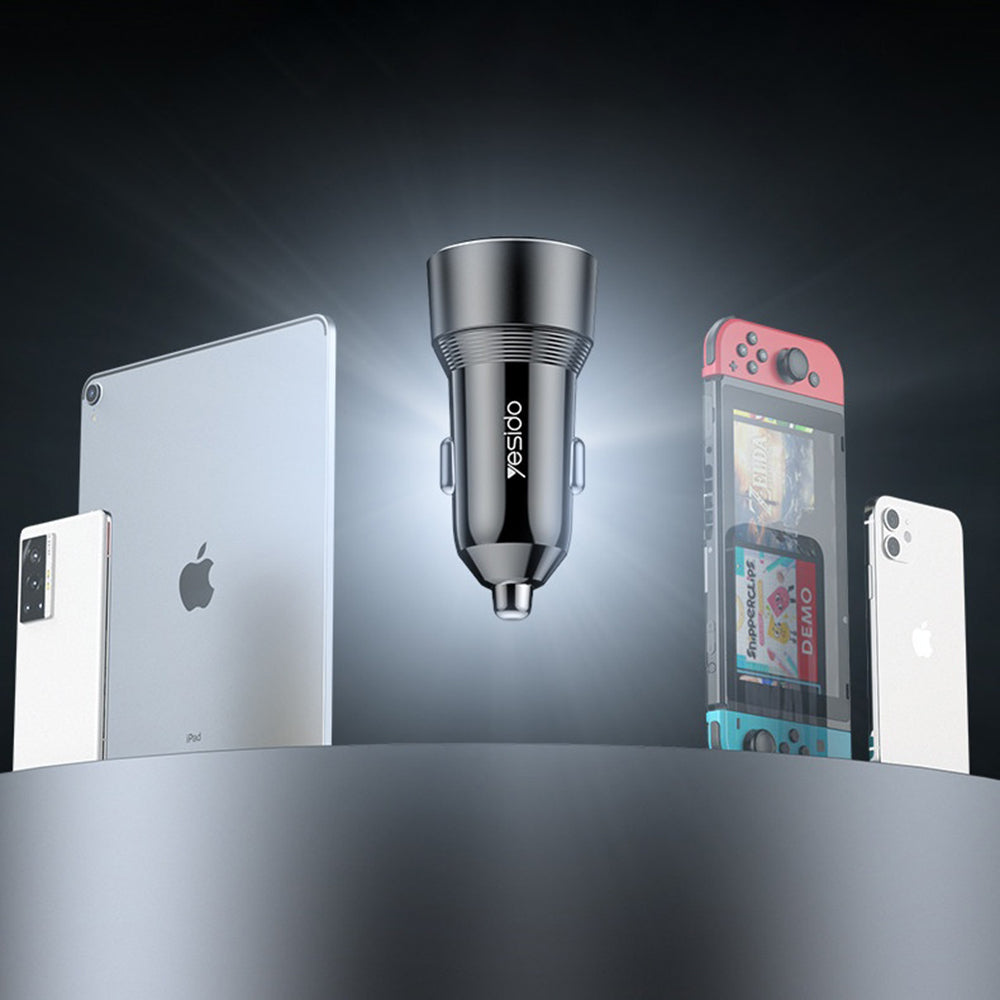 Avtomobilski polnilec Yesido Y64, 50W, 3A, 1 x USB-A - 1 x USB-C, črn