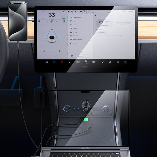 Avtomobilski polnilec Yesido Y65, 100W, 5A, 1 x USB-A - 1 x USB-C, črn