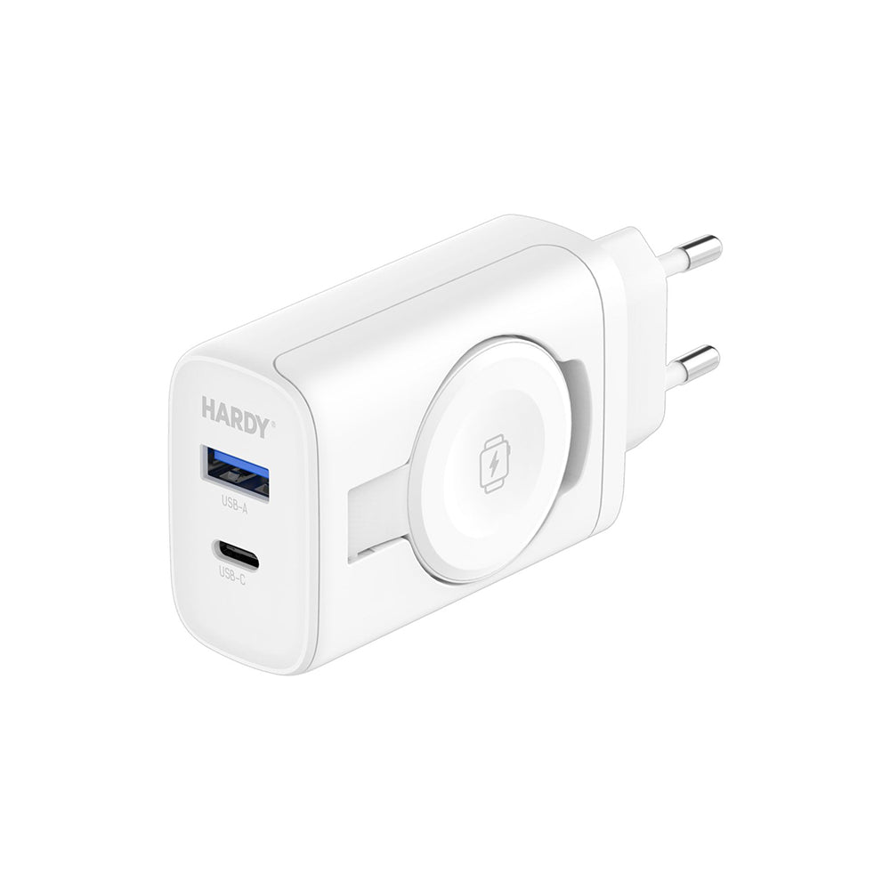 Polnilnik omrežja 3MK Hardy 2in1, 33W, 3A, 1 x USB-A - 1 x USB-C, Bel