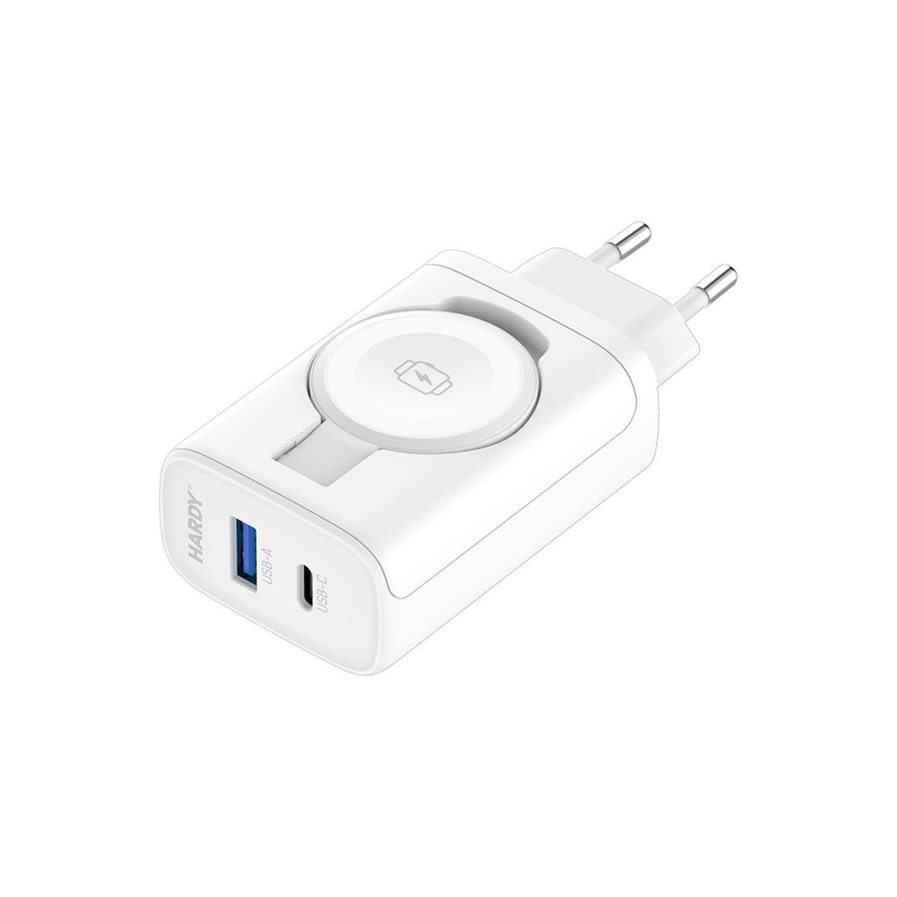 Polnilnik omrežja 3MK Hardy 2in1, 33W, 3A, 1 x USB-A - 1 x USB-C, Bel
