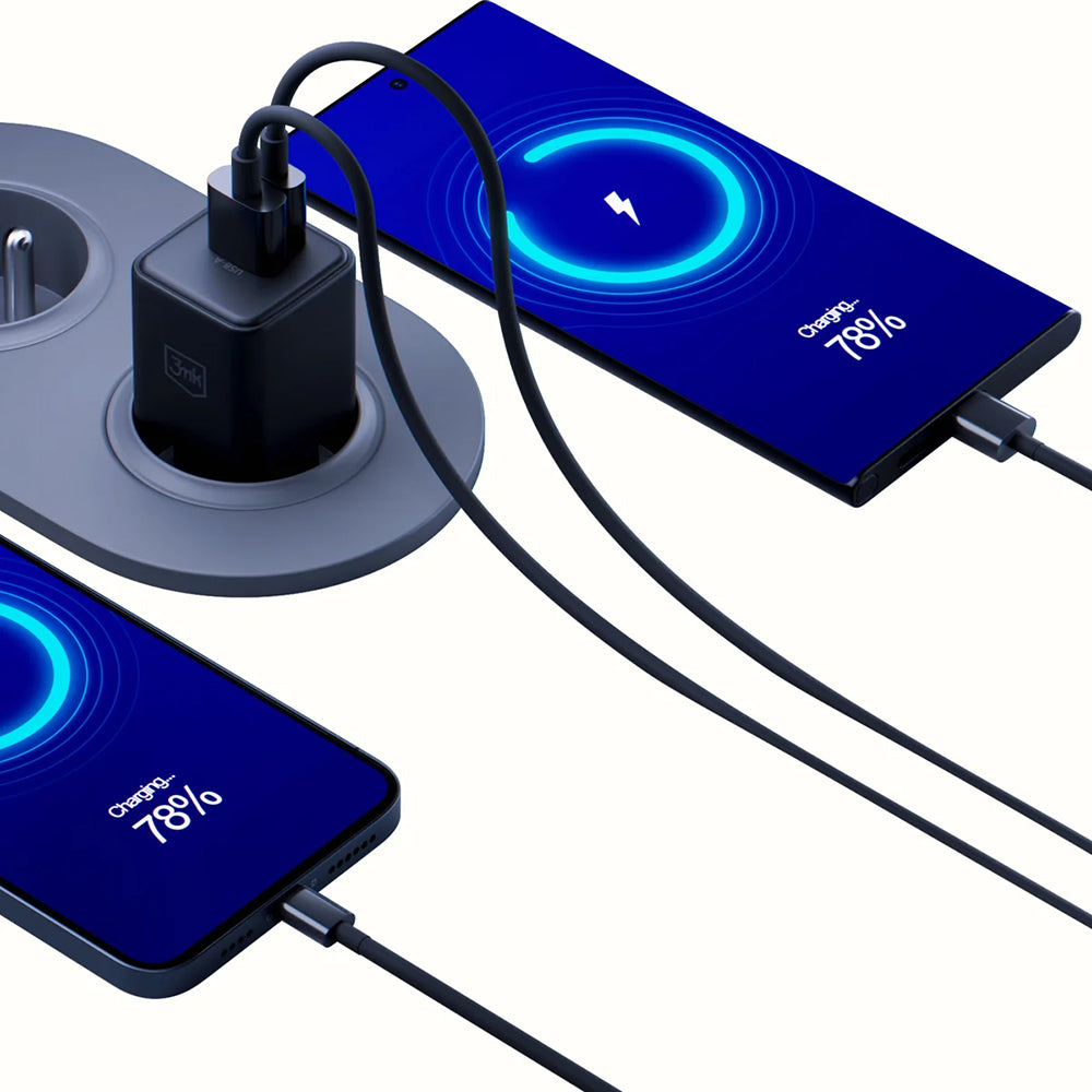 Polnilnik omrežja 3MK Hyper, 20W, 3A, 1 x USB-A - 1 x USB-C, črn