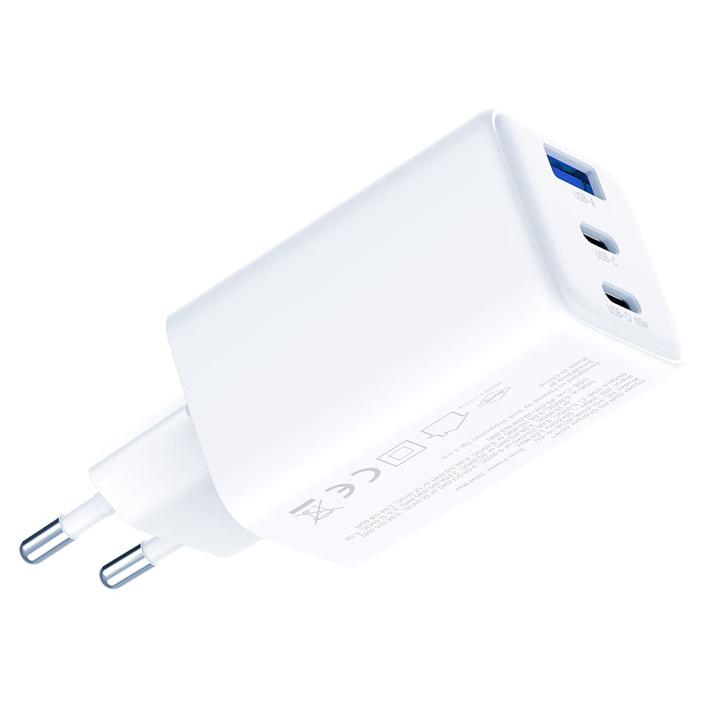 Polnilnik omrežja 3MK Hyper, 65W, 3.25A, 1 x USB-A - 2 x USB-C, Bel
