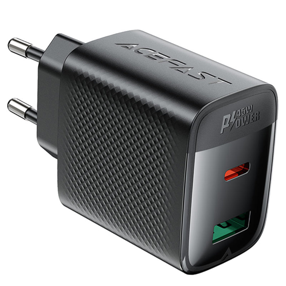 Polnilnik Acefast A106, 45W, 3A, 1 x USB-A - 1 x USB-C, črn