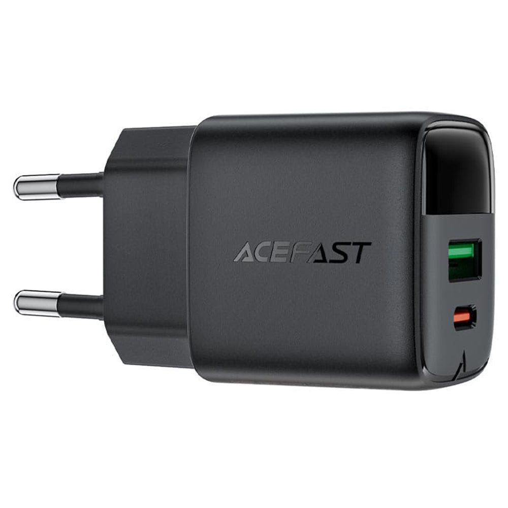 Polnilnik Acefast A114 Display, 25W, 3A, 1 x USB-A - 1 x USB-C, črn