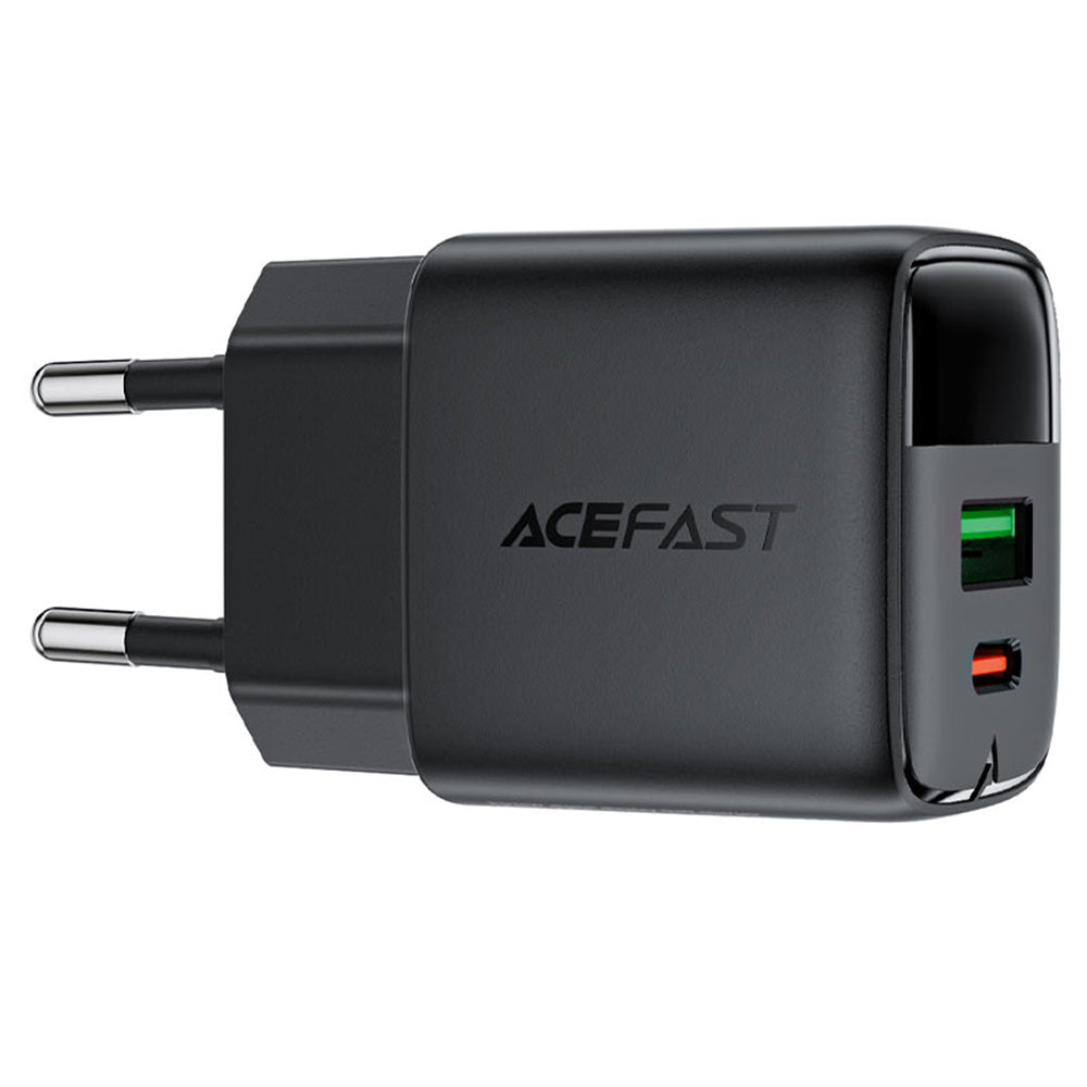 Polnilnik Acefast A116 Display, 35W, 3A, 1 x USB-A - 1 x USB-C, črn