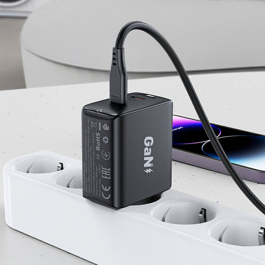 Omrežni polnilnik Acefast A49, 35 W, 3A, 2 x USB-C, črn