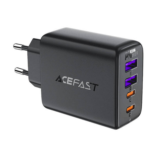 Omrežni polnilnik Acefast A61, 45 W, 3A, 2 x USB-A - 2 x USB-C, črn