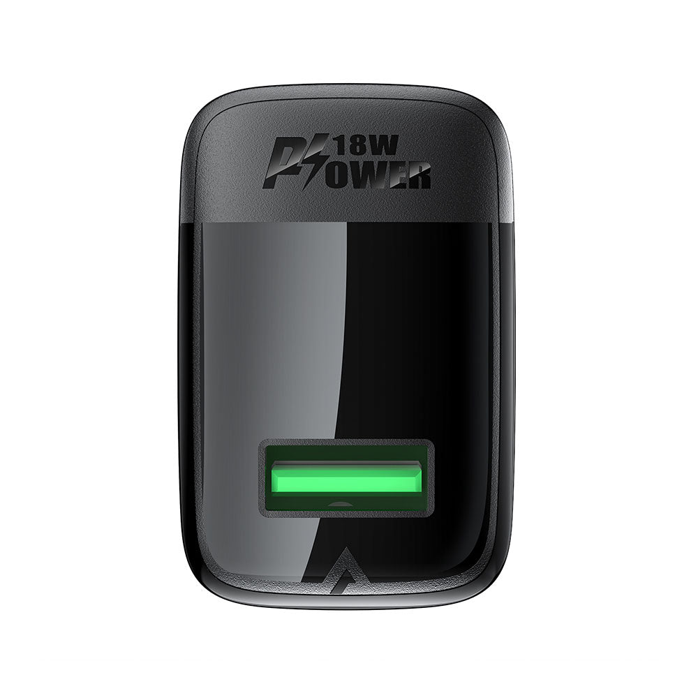 Polnilnik Acefast A90, 18W, 3A, 1 x USB-A, črn