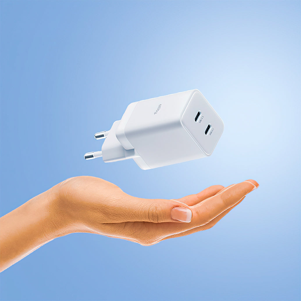 Polnilnik omrežja Allity. ATC-01-45WCC Fast, 45W, 3A, 2 x USB-C, Bel