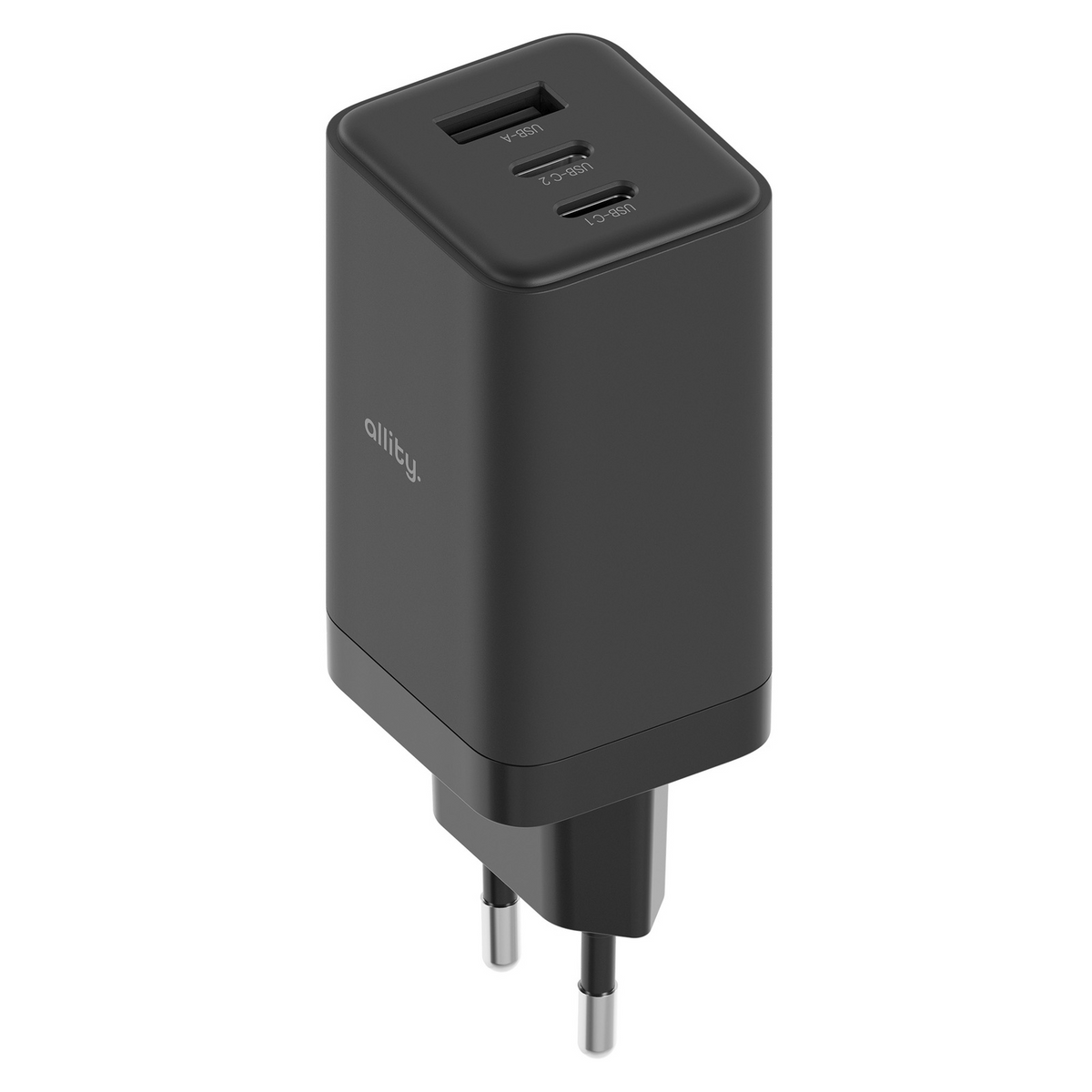 Polnilnik Allity omrežje. ATC-01-65WACC Fast, 65W, 3.25A, 1 x USB-A - 2 x USB-C, Črna