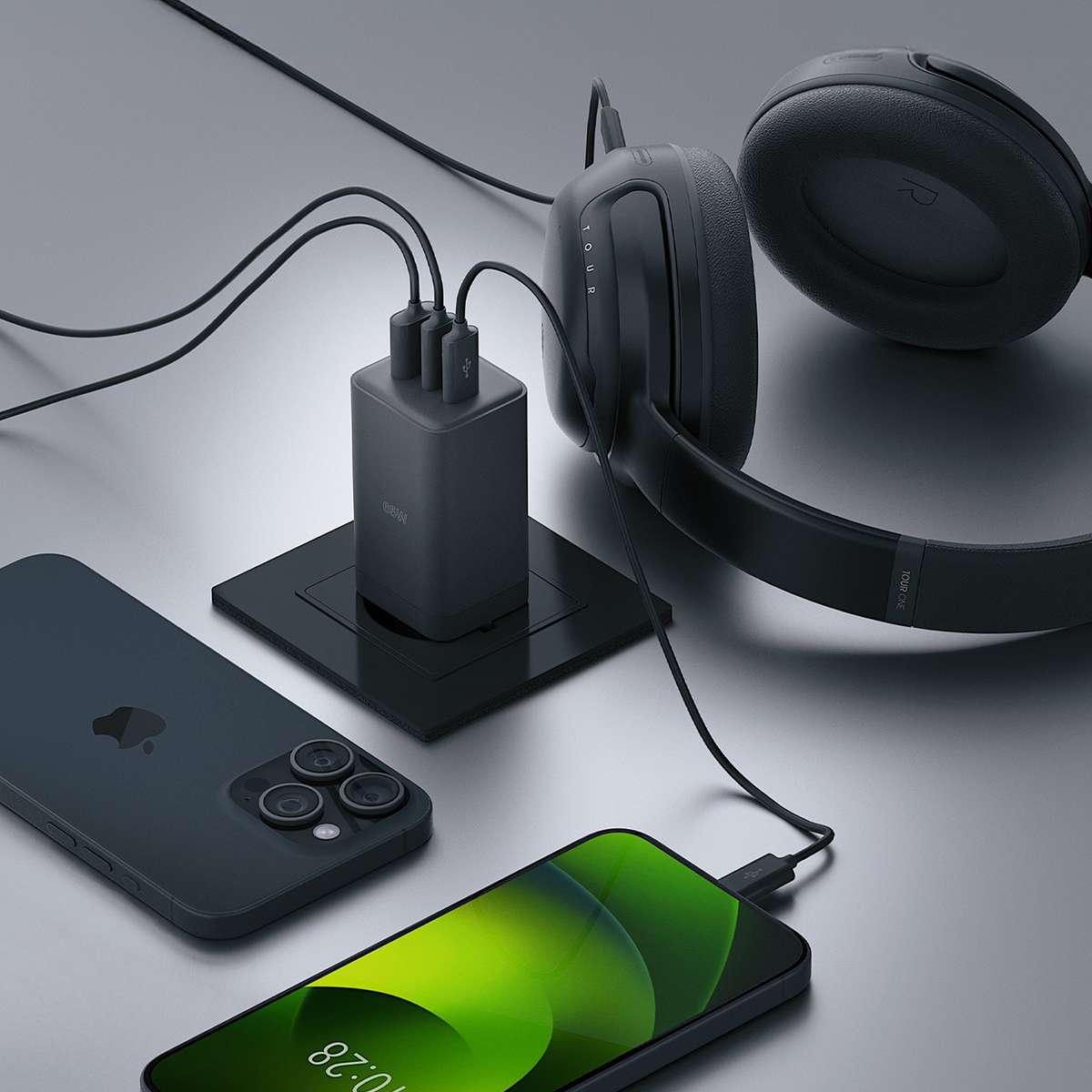 Polnilnik Allity omrežje. ATC-01-65WACC Fast, 65W, 3.25A, 1 x USB-A - 2 x USB-C, Črna