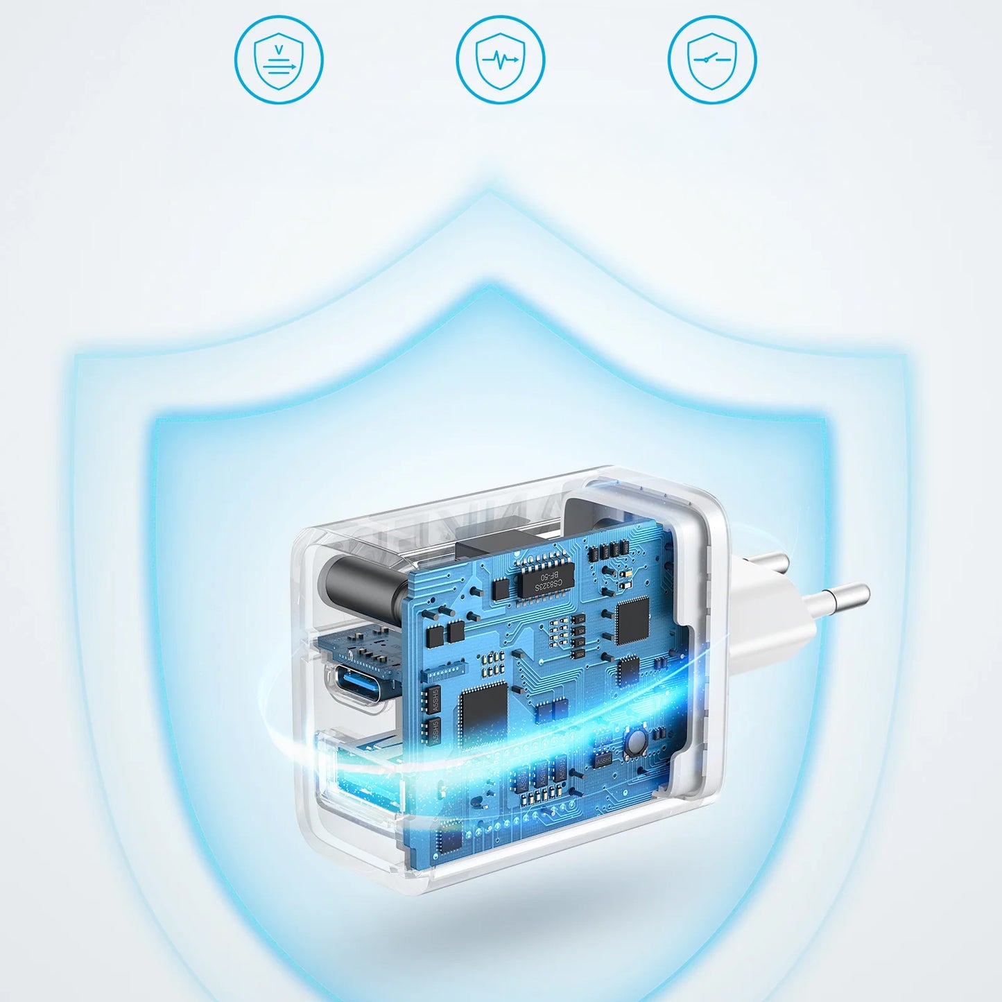 Anker 312 omrežni polnilnik, 20 W, 3A, 1 x USB-A - 1 x USB-C, bel A2348G21