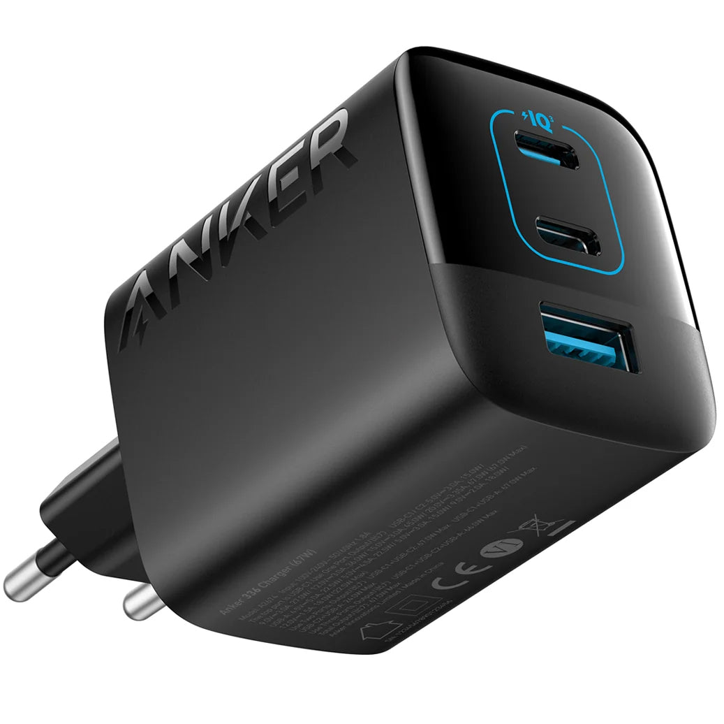 Polnilnik Anker 336, 67W, 3.25A, 1 x USB-A - 2 x USB-C, Črn A2674G11