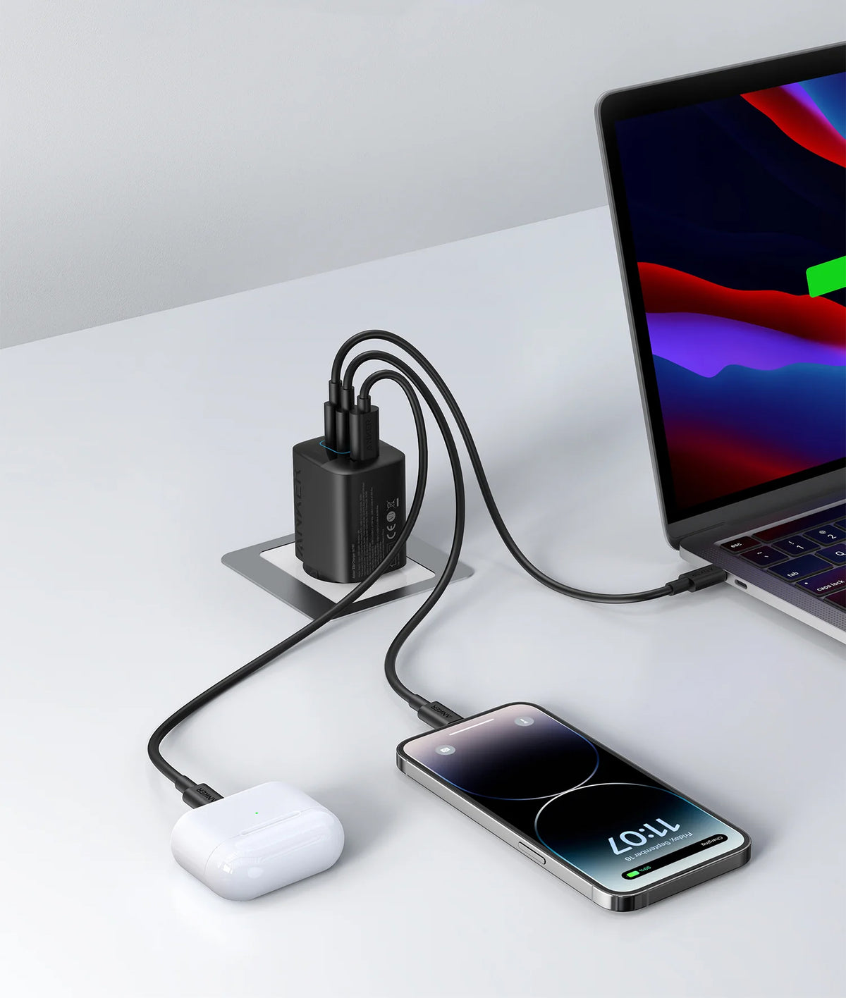 Polnilnik Anker 336, 67W, 3.25A, 1 x USB-A - 2 x USB-C, Črn A2674G11