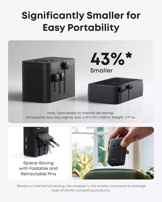 Polnilnik Anker Nano Travel, 20W, 3A, 2 x USB-A - 2 x USB-C, Črn A9215H11