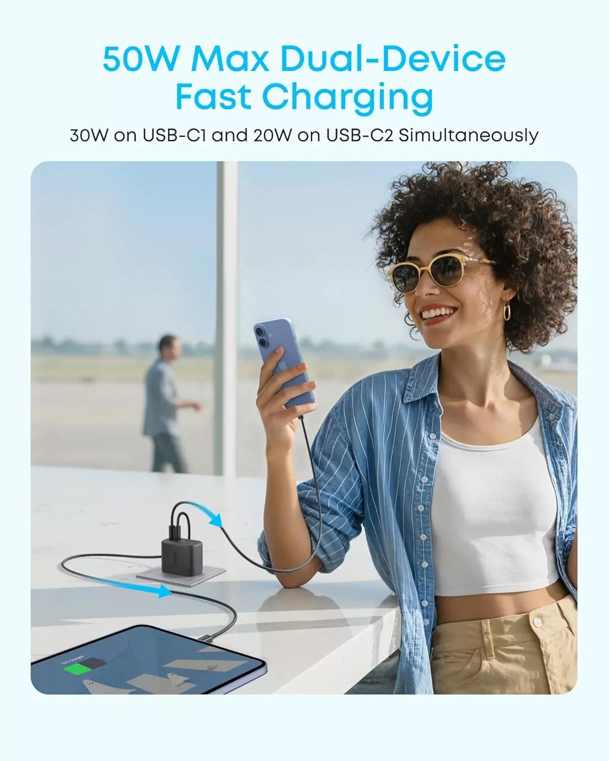 Anker Zolo Wall Charger, 50W, 3A, 2 x USB-A - 2 x USB-C, Black A121EG11