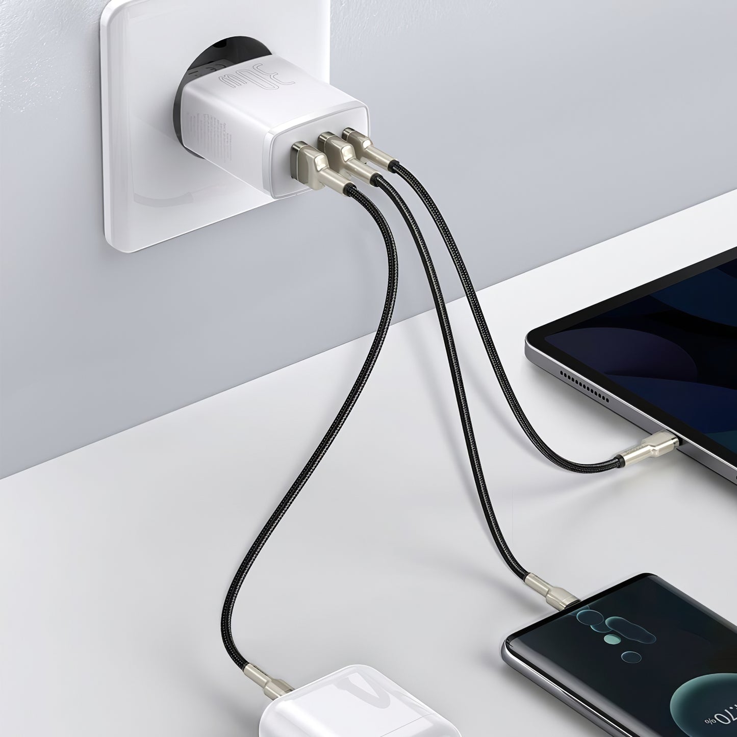 Baseus Compact Network Charger, 30 W, 1 x USB-C - 2 x USB-A, bel CCXJ-E02