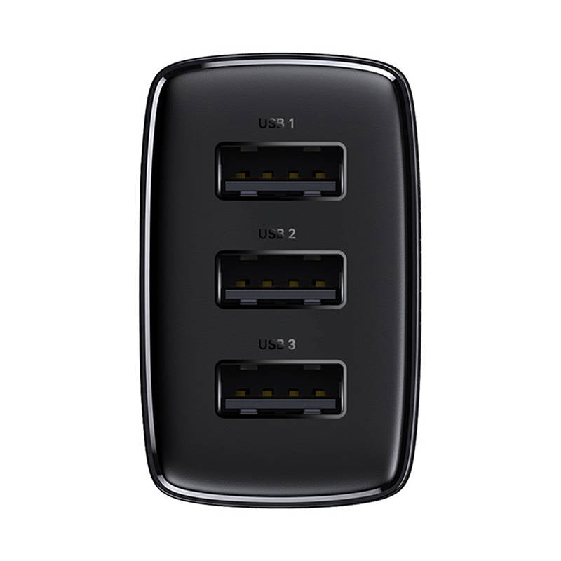 Baseus Compact Network Charger 3U, 17W, 2,1A, 3 x USB-A, črn CCXJ020101