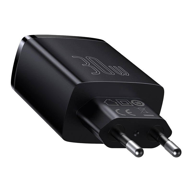 Baseus Compact Network Charger, 30 W, 3A, 1 x USB-C - 2 x USB-A, črn CCXJ-E01