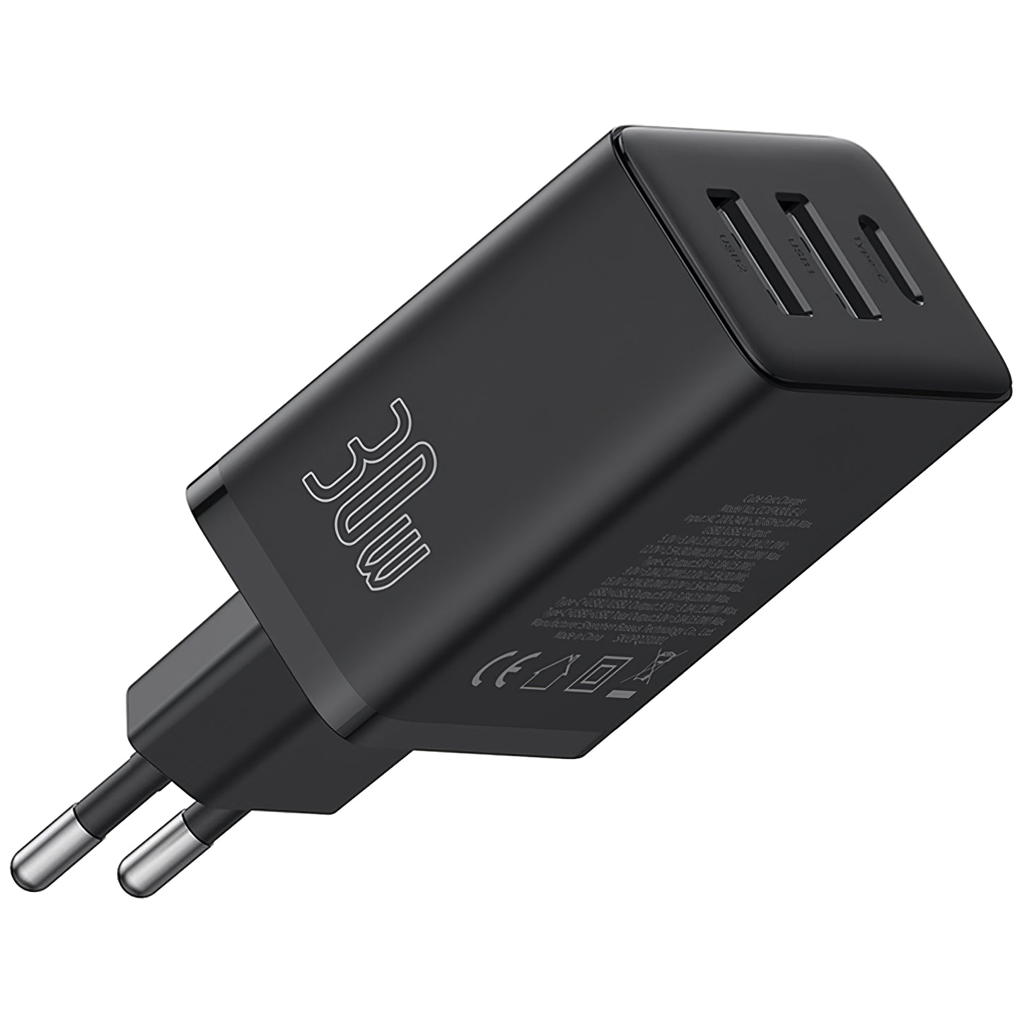 Omrežni polnilnik Baseus Cube, 30 W, 3A, 1 x USB-C - 2 x USB-A, črn P10111402113-00