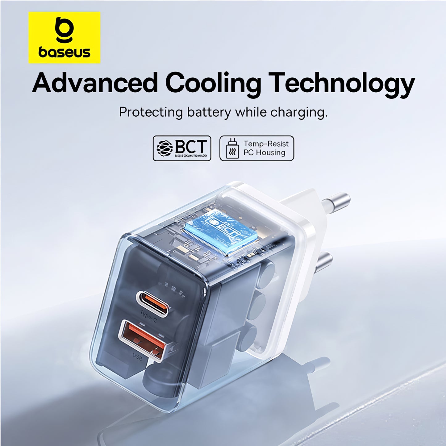 Omrežni polnilnik Baseus Cube, 30 W, 2,4 A, 1 x USB-A - 1 x USB-C, bel P10111404213-00