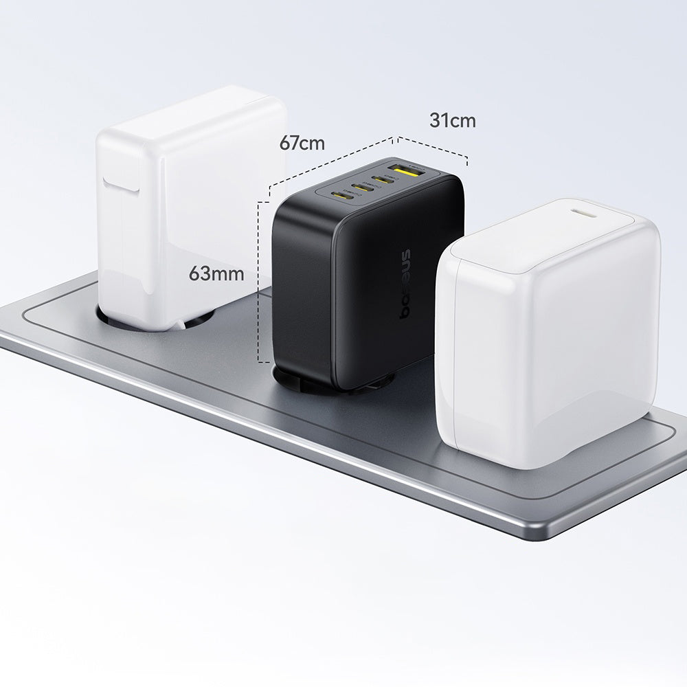 Polnilnik Baseus EnerFill FH11, 140W, 5A, 1 x USB-A - 3 x USB-C, črn E0121J00