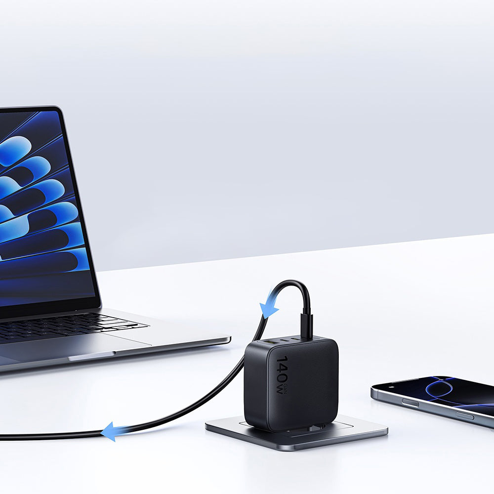 Polnilnik Baseus EnerFill FH11, 140W, 5A, 1 x USB-A - 3 x USB-C, črn E0121J00