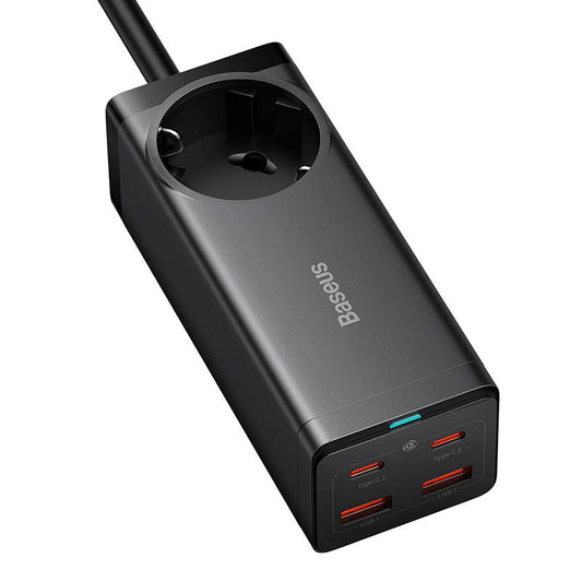 Podaljšek Baseus GaN3 Pro PowerStrip, 100 W, 5 A,2 x USB-A - 2 x USB-C - 1 x Schuko, črn PSZM000401 PSZM000401