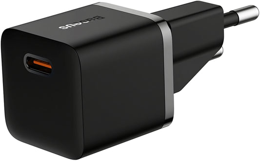 Omrežni polnilnik Baseus GaN5 Mini, 20 W, 3A, 1 x USB-C, črn CCGN05010101