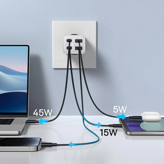 Omrežni polnilnik Baseus GaN6 Pro, 65 W, 3,25 A, 2 x USB-A - 2 x USB-C, bel