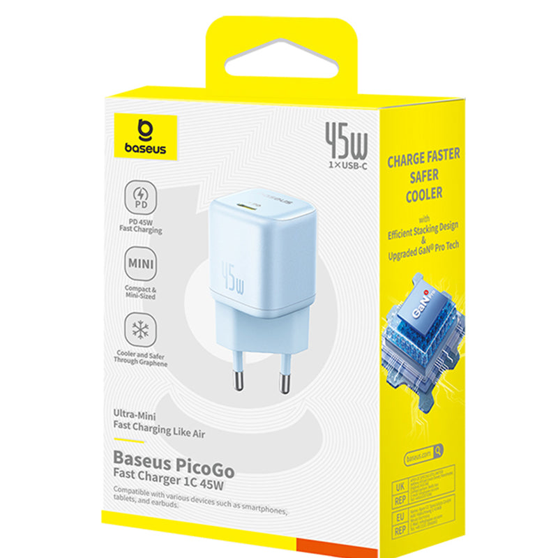 Polnilnik Baseus PicoGo, 45W, 3A, 1 x USB-C, Modra P10176800313-00