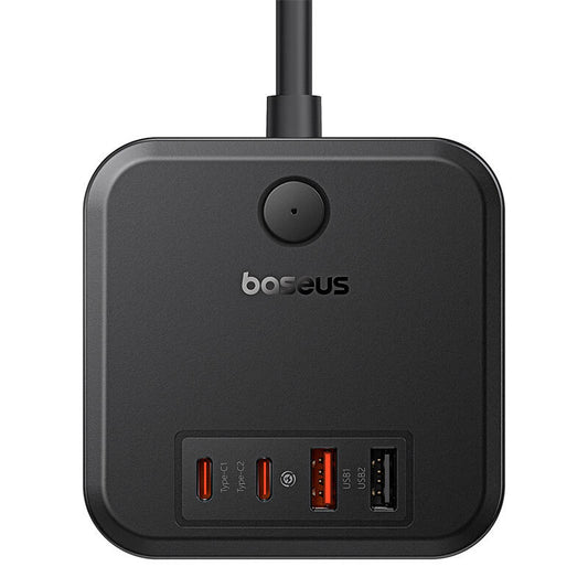 Podaljševalni kabel Baseus PowerCombo Cube, 30 W, 3A, 2 x USB-A - 2 x USB-C - 3 x Schuko, črn E00066400117-00
