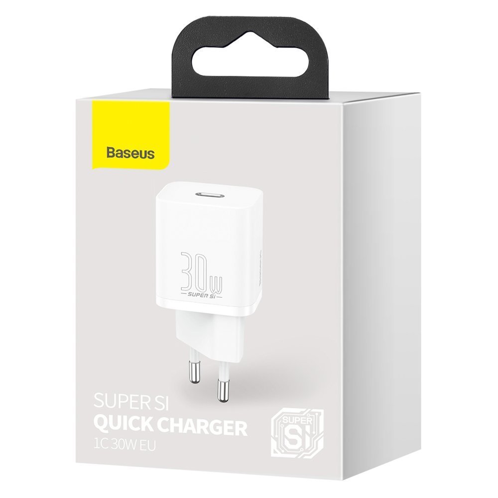 Omrežni polnilnik Baseus Super Si 1C, 30 W, 3A, 1 x USB-C, bel CCSUP-J02