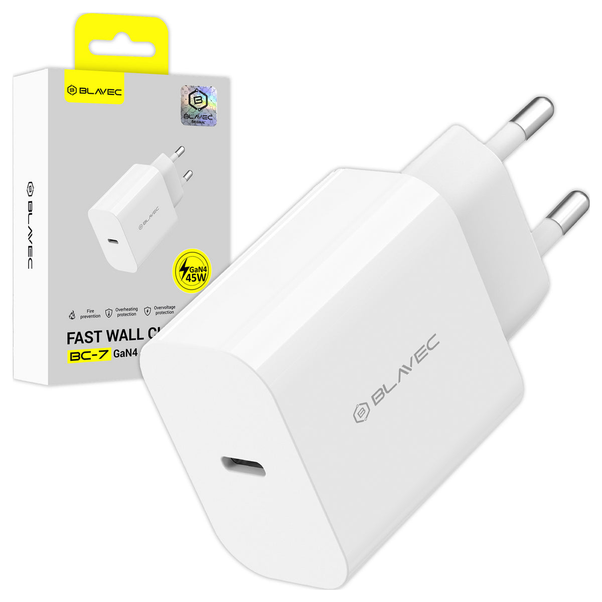 Polnilnik omrežja Blavec BC-7, 45W, 3A, 1 x USB-C, Bel