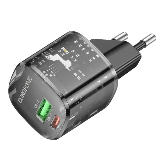 Polnilnik Borofone BN17 Sunlight, 20W, 3A, 1 x USB-A - 1 x USB-C, črn