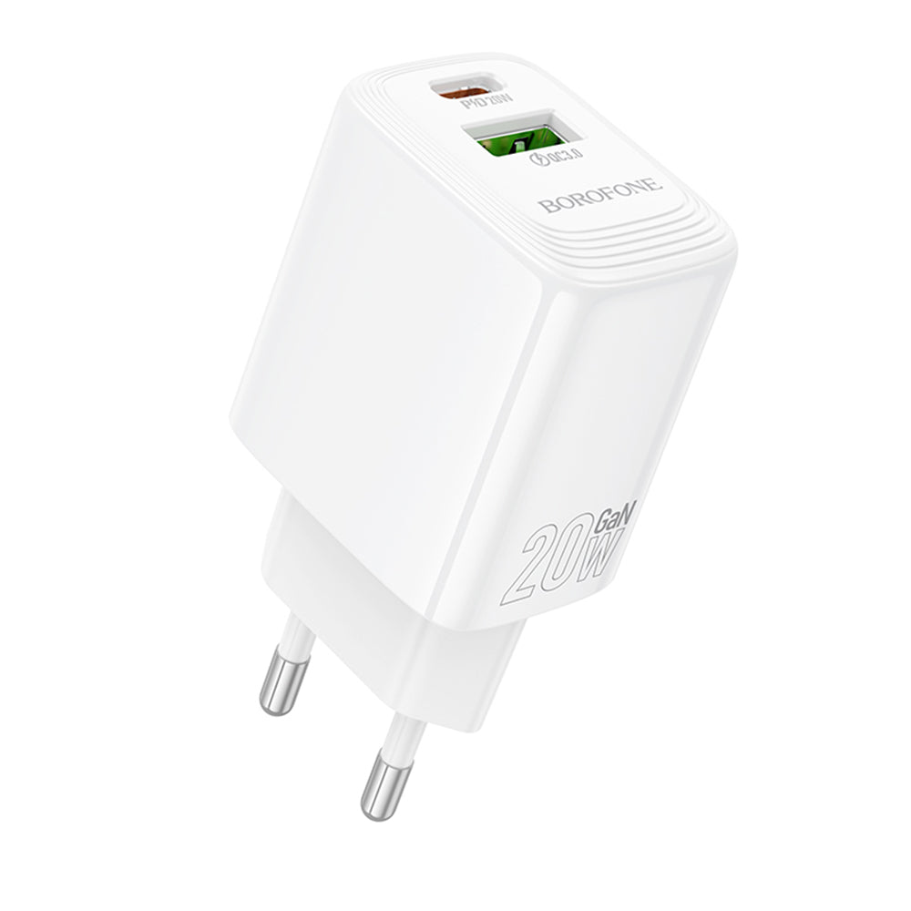 Polnilnik Borofone BN27 Fuente, 20W, 3A, 1 x USB-A - 1 x USB-C, Bel