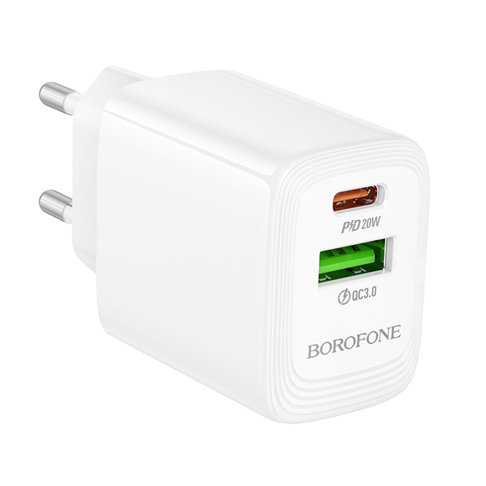 Polnilnik Borofone BN27 Fuente, 20W, 3A, 1 x USB-A - 1 x USB-C, Bel
